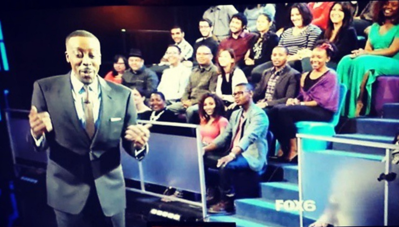 The Arsenio Hall Show television audience photograph from 2014 featuring Anthony Alexander in the front row